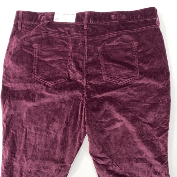 Liz Claiborne Sara Slim Leg Mid-Rise Midnight Burgundy Plus Size Pants 20W NWT - Picture 2 of 10